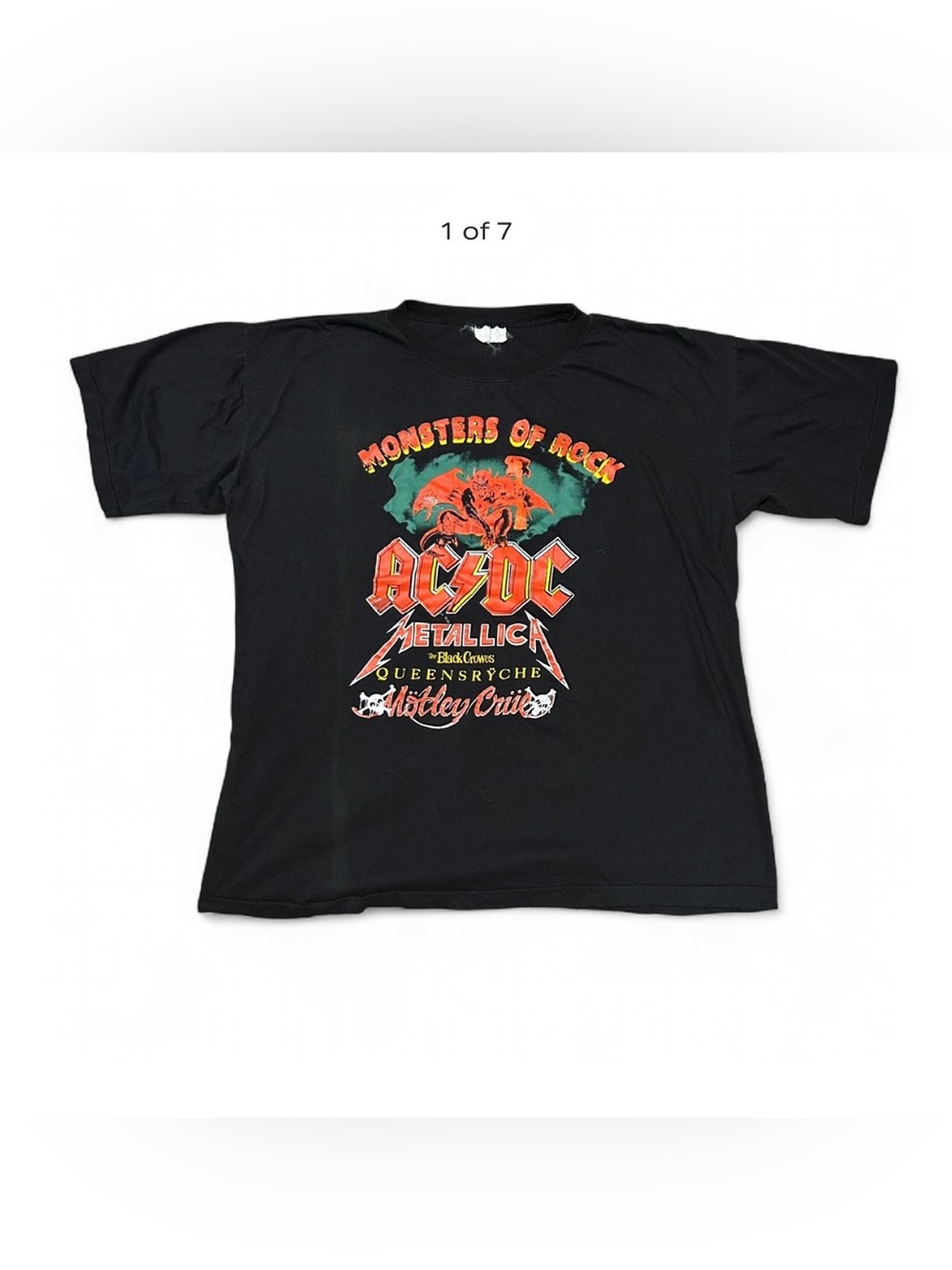 AC/DC Metallica Montley Crew 'Monsters of Rock' 1991 Vintage RARE Concert Shirt